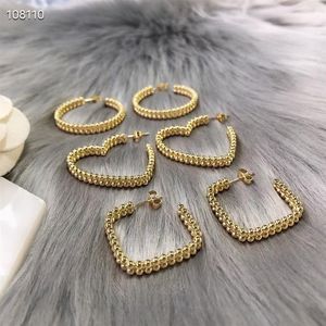 Bale officiella reproduktioner Högsta räknekvalitet Studs Varumärkesdesigner Kvinnor örhängen Fashion Brass Gold Plated Luxury Earring A265Y