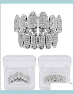 Grillz Dental Body Hip Hop biżuteria męska Diamentowe zęby Osobowość urok złota lodowane grille Rapper Men Akcesoria mody Drop 5962455