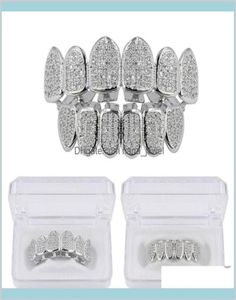 Grillz Dental Body Hip Hop Jewelry Mens 다이아몬드 이빨 성격 성격 매력 금 아이스 아웃 그릴 랩퍼 남성 패션 액세서리 드롭 5962455