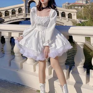 Casual Dresses Lolita Dress Party Evening Women Vintage Lace Y2K Mini Female Kawaii kläder 2023 Spring One Piece Korea White