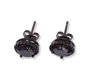 Mens Hip Hop Stud Earrings Jewelry Fashion Black Silver Simulated Diamond Round Earring For Men8018204