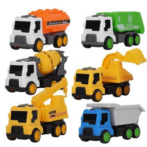 One Pcs Diecast Car Engineering Model Excavator Crane Dump Truck Garbage Vehicle Classic City Construction Children Toy for Boy 231228