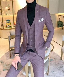 Xury Men Dress Suits British 3Piece Set Wedding Suit 2021 Fall Mens Business Formal Plaid Slim Fit Men039s Blazers3464039