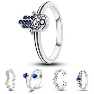 925 Sterling Silver colorful zircon Infinite Heart Hamsa Hand Ring 20 designs rings For Women Original 925 Silver Rings Brand Jewelry Gift