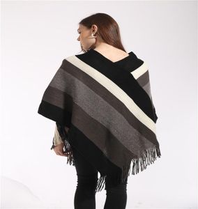 الحياكة النساء عباءة هدسة السيدات pulover poncho glittery cape tassel شال أنثى سترة فضفاضة ملونة الشتاء النساء blou2312636