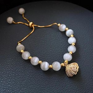 Charm Bracelets 2023 Arrive Elegant Delicate Zircon Opal Hear Pearl Flower Gold Plated Pendant Bracelet Bling Bangles Anniversary Gift