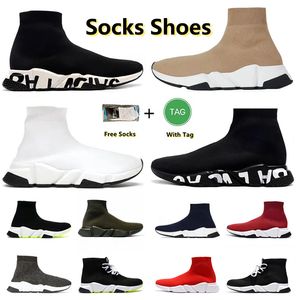 Paris Designer Buty Sock Buty Speed ​​Trener Mężczyźni Mężczyźni Platforma Platforma Mesh Trainer Czarny błyszczący dzianinowy Black White Balecoigas Socks Buty