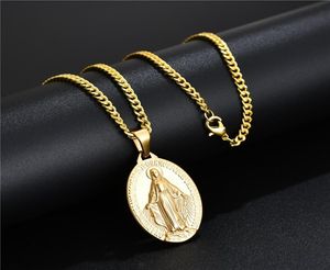 Mode Mens Women Charm Mary Pendant Necklace Hip Hop Jewelry Designer Link Chain Punk Neckor For Men Gifts8586803