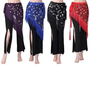 Scene Wear Women Girl Belly Dance paljetter Tassel Fringe Hip Scarf Belt Midje Wrap kjol