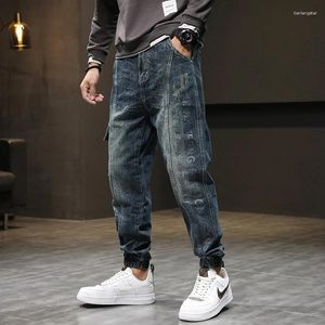 Herren Jeans Streetwear Fashion Ripped Men Loose Fit Retro Washed Spliced Designer Casual Denim Cargo Pants Bedruckte Hip Hop Joggers