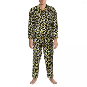 Mäns Sleepwear Poker Cards Suits Pyjamas Set Vegas Casino Bekväm par Långärmad Loose Sleep 2 -bit nattkläder plus storlek 2xl