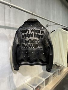 Bomber Jackets Men Varsity Hafted Jacket J Hope Polar z skórzanymi rękawami Pełna kurtka diamentowa 7535