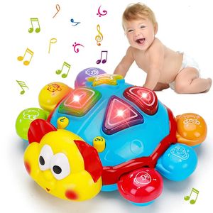 Bambino che cammina strisciando giocattolo musicale spagnolo inglese bilingue apprendimento educativo giocattoli neonati illuminano infantile per i regali per bambini 231228