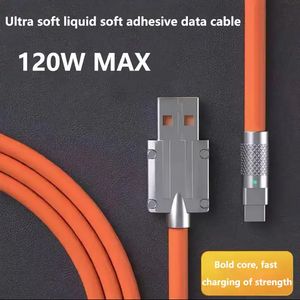 Ny 120W supersnabb laddning Kabelmetall Zinklegering Liquid Silicone Micro USB Type-C Charger Data Cable för Android för andra