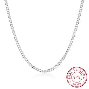 16-24 Zoll dünne echte 925 Sterling Silber 2 mm Seitenkette Halskette Frauen Mädchen Kinder Kinder 40-60 cm Schmuck kolye Collares collier295i