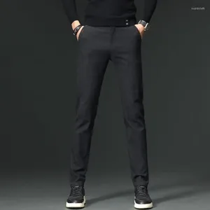 Мужские брюки осень-зима однотонные модные прямые мужские уличные карманы на молнии и пуговицах офисные универсальные бархатные брюки плюс
