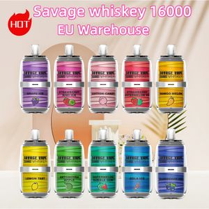 100% Original Savage Whisky 16000 Puff Vapes Disponible Sigarette Elettroniche 26 ml 650mAh Mesh Coil 6 Colors LGB Light Type-C uppladdningsbar vs VAPE 10000 15K PULD