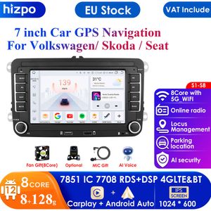 Carplay 7inch 2 din Android Car Radio GPS för VW Skoda Octavia Golf 5 6 Touran Passat B6 Polo Jetta Sharan Caddy Seat