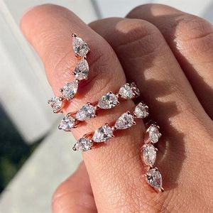 Fashion Cubic Zirconia Rings for Women Design Geometric Engagement Apertura Anello regolabile Rosa Gold Giorri Regi di gioielli da sposa1871