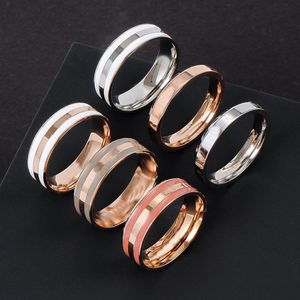 Projektant marki 316L Titanium Steel Ring Love Enamel Wedding Proas Biżuteria dla miłośników Para Prezent Wedding Us Size 4-11237N