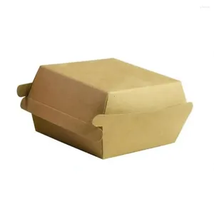 Kaplar Çıkarlar 100 PCS Tek Kullanımlık Kraft Bento Kutusu Piknik Yemekleri Burger Öğle Yemeği hamburger batı