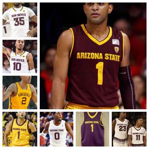 Customied College Sun Devils Basketbol Forması Özel herhangi bir İsim Numarası Erkek Kadın Gençlik Formaları Tüm Dikişli Malachi Davis Alonzo Gaffney Shawn Phillips Jr.