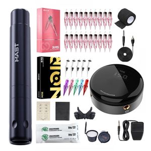 Mast Tattoo Pen Kit Noir Display Stromversorgung Dragohawk WJX Patronennadeln Kugelschaltpunkt Augenbrauen Lippen Permanent Make -up -Maschine 231225