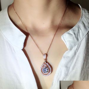 Pendant Necklaces Update Crystal Water Drop Necklace Rose Gold Diamond Pendant Necklaces Women Wedding Fashion Jewelry Will Dhgarden Dhklu