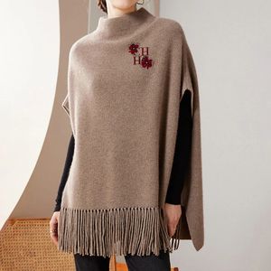 CHCH 2023 водолазка женский пуловер свитер базовый вязаный свободный топ модный осенний теплый пальто с кисточками джемпер без рукавов 231228