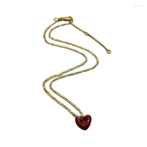 Pendant Necklaces Europe And America Ins Retro Red Drops Of Love Necklace Advanced Sense Joker Clavicle Chain Accessories