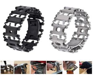 29 in 1 Multifunction Tread Bracelet Outdoor Bolt Driver Tools Kit Travel Friendly Wearable Multitool Stainless Steel Hand Tools Y4302421