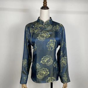 Traje tibetano feminino 2024 verão novo estilo blusa tiansi xizang tendência étnica bola tibet roupas superiores impressão bordado wear