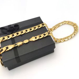 Мужские женщины 10 мм итальянское ожерелье связи 24 18 k Real Solid Yellow Gold Gf Fine Cuban Curb Chain2239