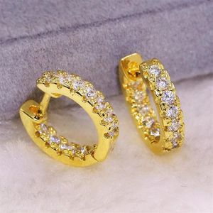 حلق الكفة المجوهرات الفاخرة 925 Sterling Silver18K الذهب ملء الهداف الأبيض الياقوت CZ الأحجار الكريمة