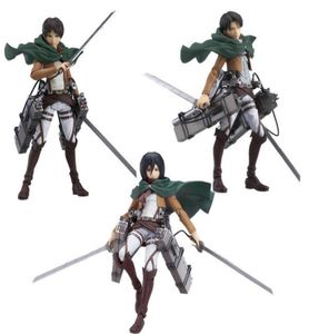 Japanese Anime Attack on Titan Figma 213 Levi 203 Mikasa 207 Eren PVC Action Figure Model Collectible Toy Doll Gifts Q07225820635