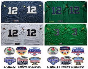 College 12 Tyler Buchner 3 Joe Montana Jerseys University Football Green White Blue Away All Sched for Sport Fan High7123022