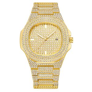 WLISTH Brand Date Quartz Mens Womens Watches Light Luxury Full Crystal Diamond Luminous Watch Oval Dial Bling Unisex Wristwatches308b