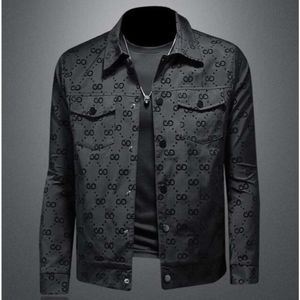 2023 Luxury Fashion Men's Jacket med hålärmar | Trendiga höstkläder | Classic Flip Collar | Fashionabla tryckt flockad design | Storlek M-5XL