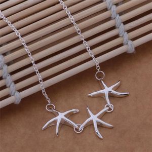 with tracking number Most sell Women's Delicate Gift Jewelry 925 Silver 3 Starfish Necklace298N