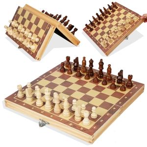 Wooden Folding Large Board Magnetic Chess 39-39cm Set Pieces Interior Travel Board Party Game Table For Storage Portable Set Kid 231227