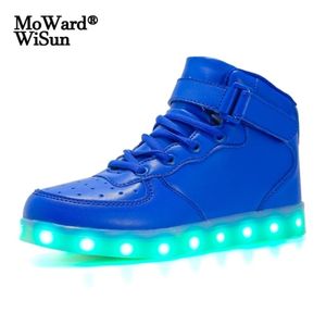 Größe 25- LED-Schuhe für Kinder Jungen Mädchen Luminöse Turnschuhe mit leuchtenden Pantoffeln für Erwachsene Feminino Tenis 2201252822422