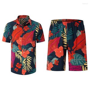 Herrspårar Summer Hawaiian Beach Wear Custom Print Sublimation Shirts Shorts Set For Men Casual Swim