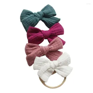 Hårtillbehör 4 datorer Baby Girls Elastic Bows pannband mjukt mode prinsessa bowknot band född småbarn barn huvudkläder dropship