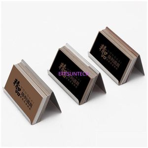 Storage Holders & Racks Modern Stainless Steel Business Card Holder Name Holders Note Display Stand Satin Finish Luxury Desktop Case D Dhvoy