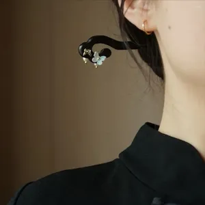 Haarklammern Schmetterling Perlen Holz Haarnadel Chinesische Stil Retro einfache Stöcke Antike Hanfu Cheongsam Kopfschmuck Accessoires
