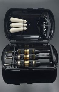 3PCSSet Professional Darts Carry Box 24G 25G Black Golden Color Steel Tip Dart med mässing Dartsaft1306071
