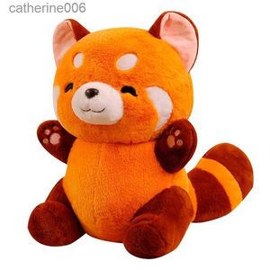 Animali di peluche ripieni Nuova figura di anime ripiena bambola trasformata in panda rosso bambola di peluche capelli soffici animali di procione rosso abbraccio cuscino di tiro bambiniL231228