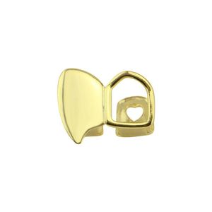 Grillz, 치과 그릴 업데이트 단일 18K Gold Grillz Holly 하트 크로스 스타트 입 치아 상단 하단 치아 그릴 힙합 Dhgarden Dhmar