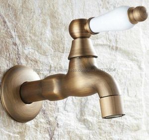 Rubinetti per lavandino del bagno Ottone antico Maniglia in ceramica Montaggio a parete Mop Piscina Rubinetto per acqua Rubinetto per WC Rubinetto freddo Nav107