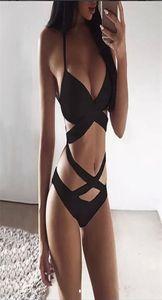 PushUp Bikinis Sexy schwarzer Bandage-Design-Bikini-Badeanzug für Damen, niedrige Taille, Damen-Bademode, Schwimmen, brasilianischer Biquini2157237